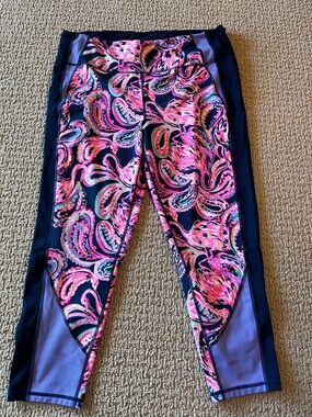 Lilly Pulitzer Navy, Hot Pink & Lilac Paisley Cropped Leggings